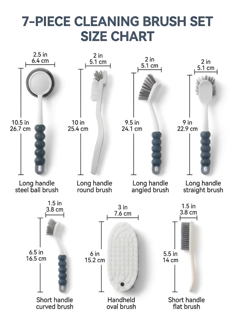 بيلانو طقم فرش تنظيف منزلي 7 قطع، مجموعة فرك شاملة للمطبخ والبوتاجاز وفواصل السيراميك وغسيل الأحذية (متعددة الاستخدامات) - Image 2